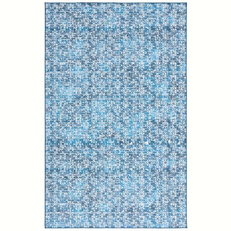 Arizona Blue and Grey Rectangular Washable Synthetic Area Rug