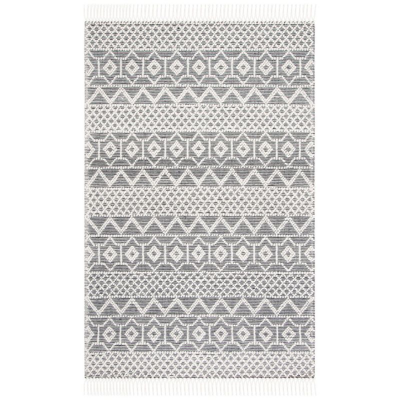 Natura Black and Ivory Wool 8' x 10' Handwoven Area Rug