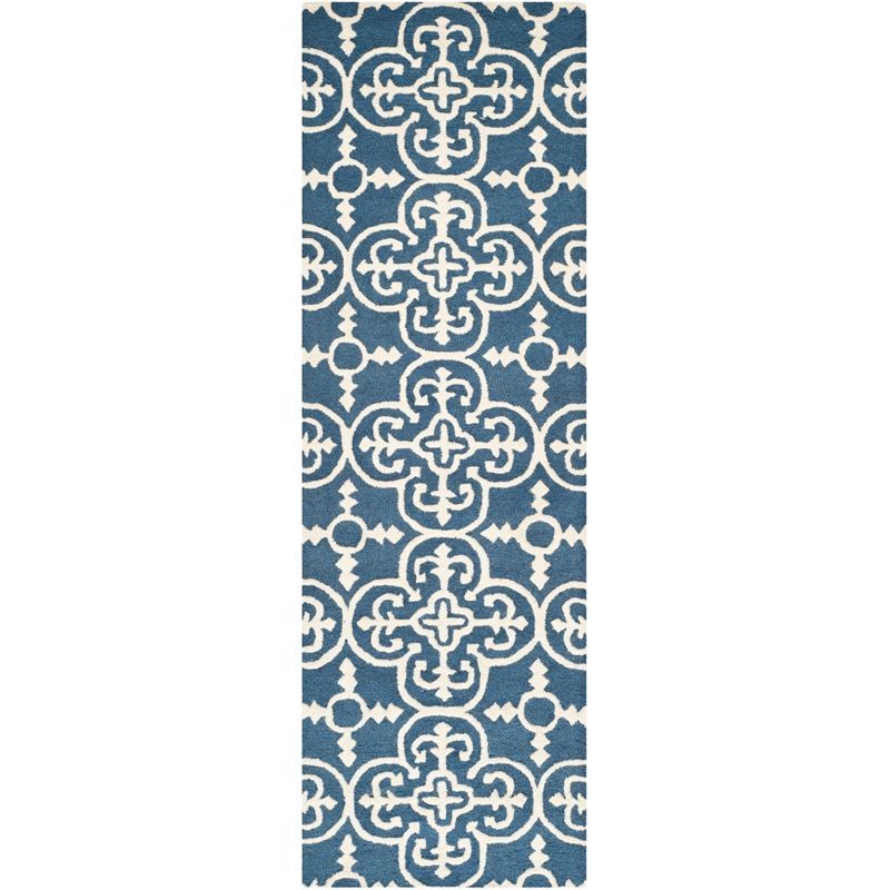 Navy & Ivory Hand-Tufted Wool Runner Rug - 30"x10"