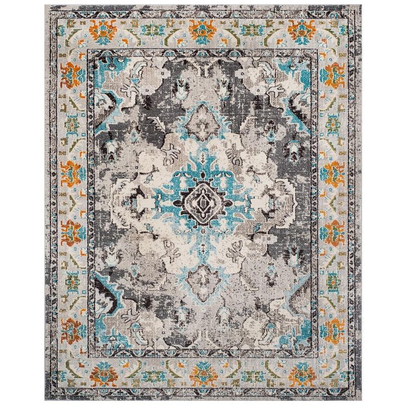 Bohemian Light Blue Medallion 11' x 15' Synthetic Area Rug