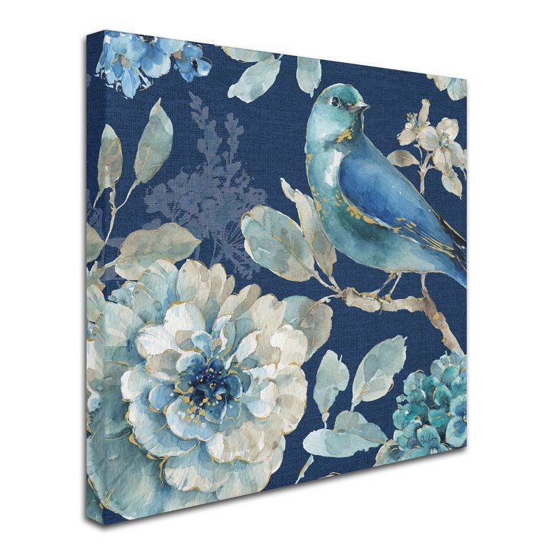 Indigold XXIII Blue and Gold Bird Canvas Painting