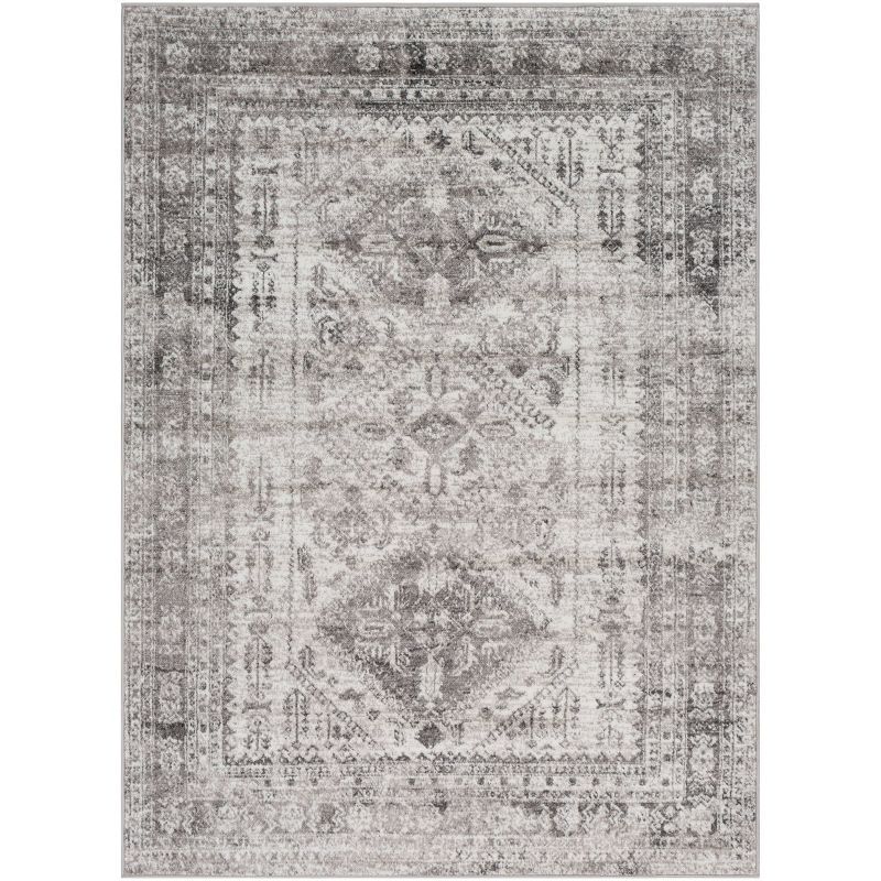 Gray Overdyed Rectangular Low Pile Area Rug