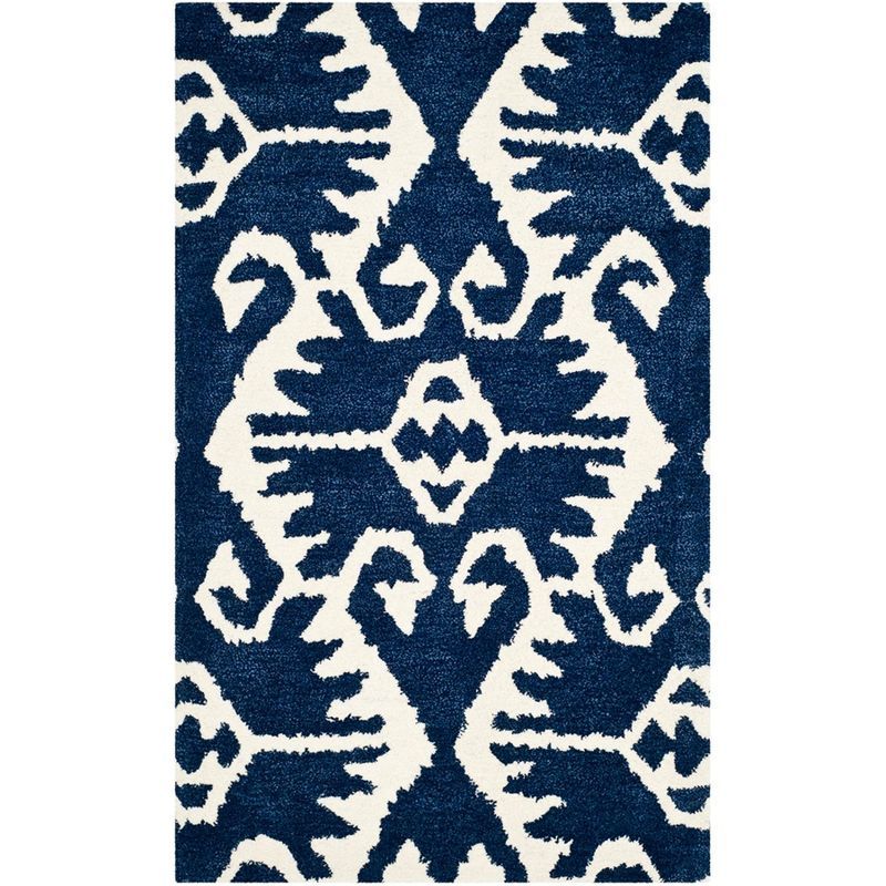 Ivory Square Hand-Tufted Wool Non-Slip Accent Rug 24"