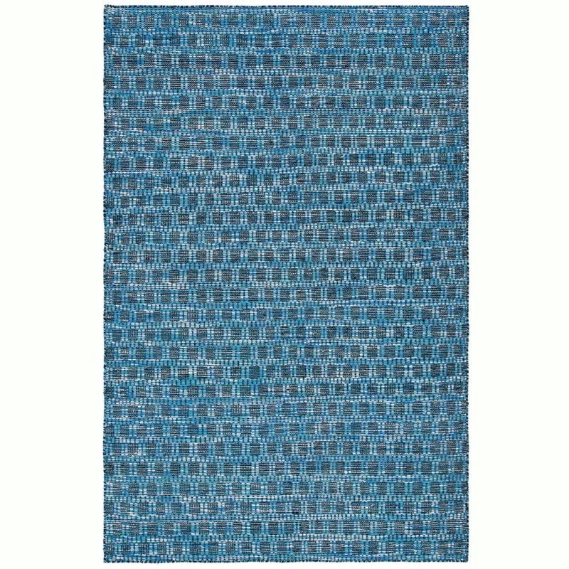 Handmade Blue Wool Abstract 4' x 6' Area Rug