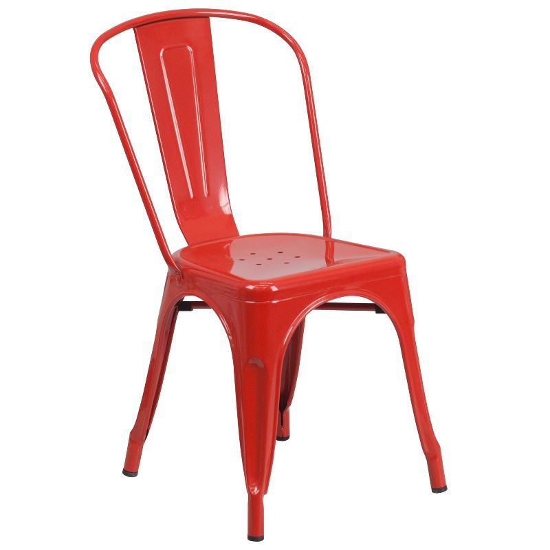 Emma Red Metal Indoor-Outdoor Stackable Dining Chair