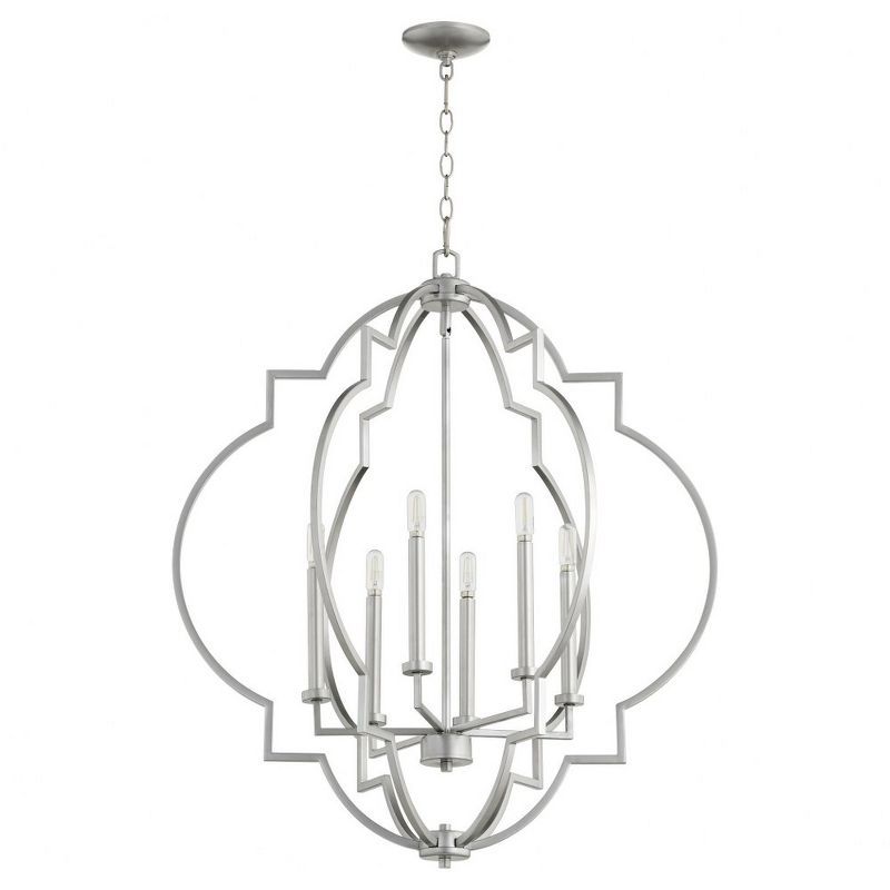 Dublin Classic Nickel 6-Light Pendant, 29.5" Wide, 34" High