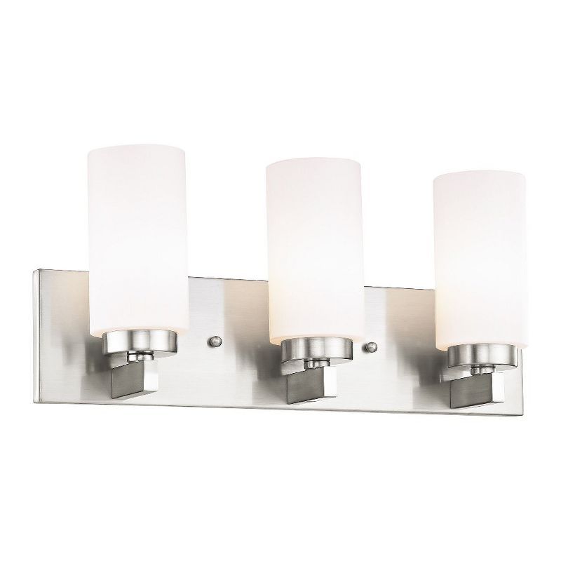 Brushed Nickel 3-Light Vanity with Satin Opal Glass