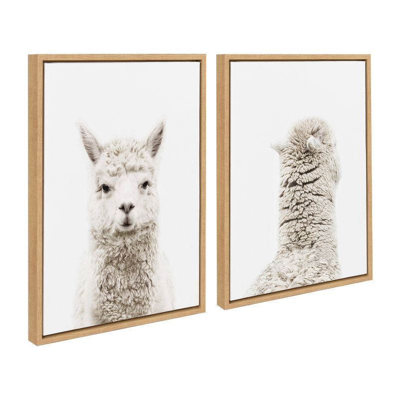 Set of 2 Natural Alpaca Canvas Art Prints in Wooden Frames