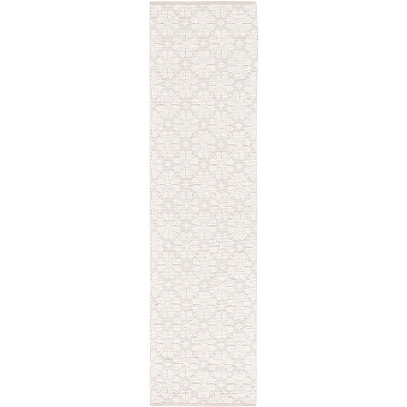 Ivory Hand-Knotted Wool and Cotton Runner Rug, 2'3" x 6'