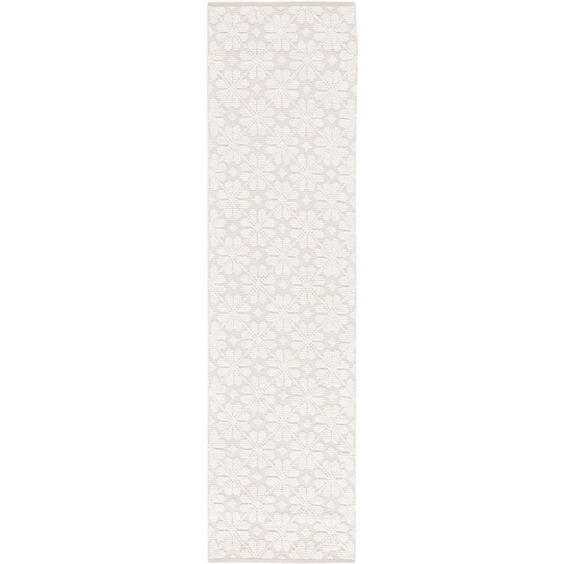 Ivory Elegance Hand-Knotted Wool-Cotton Blend 27" Runner Rug