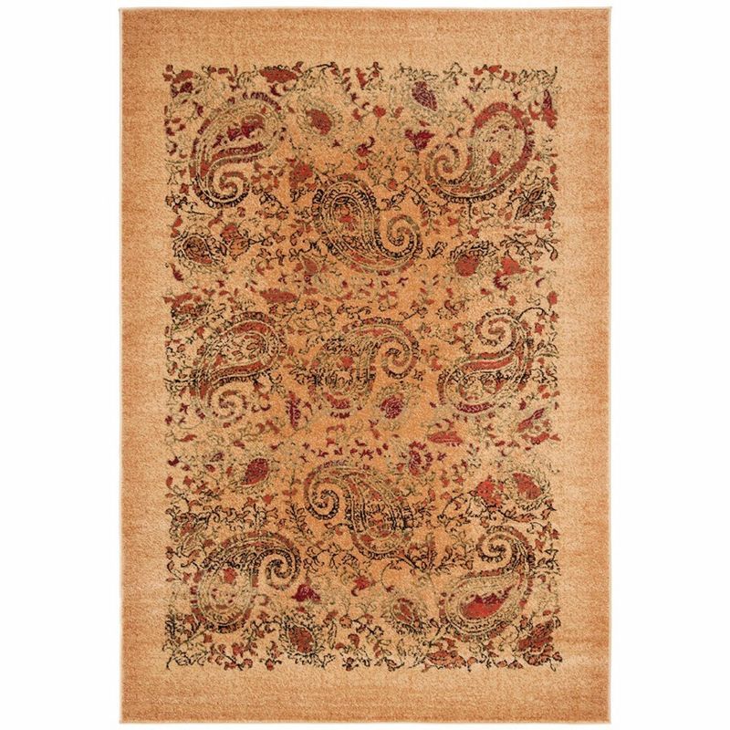 Beige and Multicolor Paisley Medium Pile Area Rug 6' x 9'