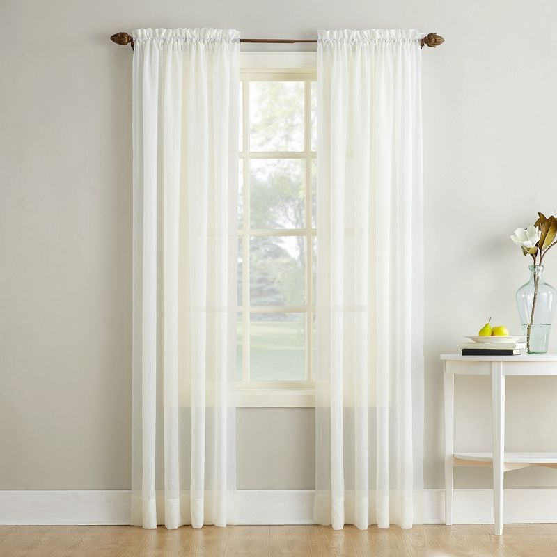 Eggshell Sheer Polyester Rod Pocket Curtain Panel