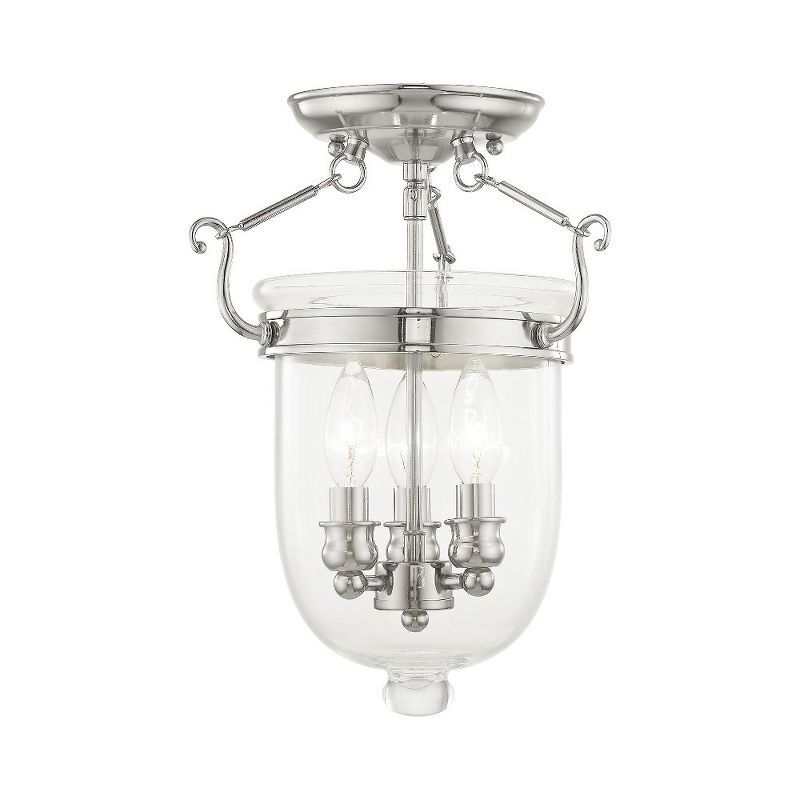 Polished Nickel 3-Light Indoor/Outdoor Glass Jar Fixture