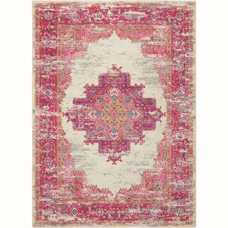 Ivory Elegance Floral Synthetic 5' x 7' Easy-Care Area Rug
