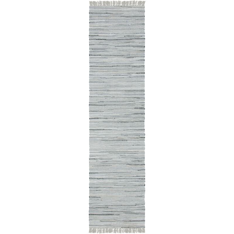 Gray Flat Woven Cotton Stripe Rug