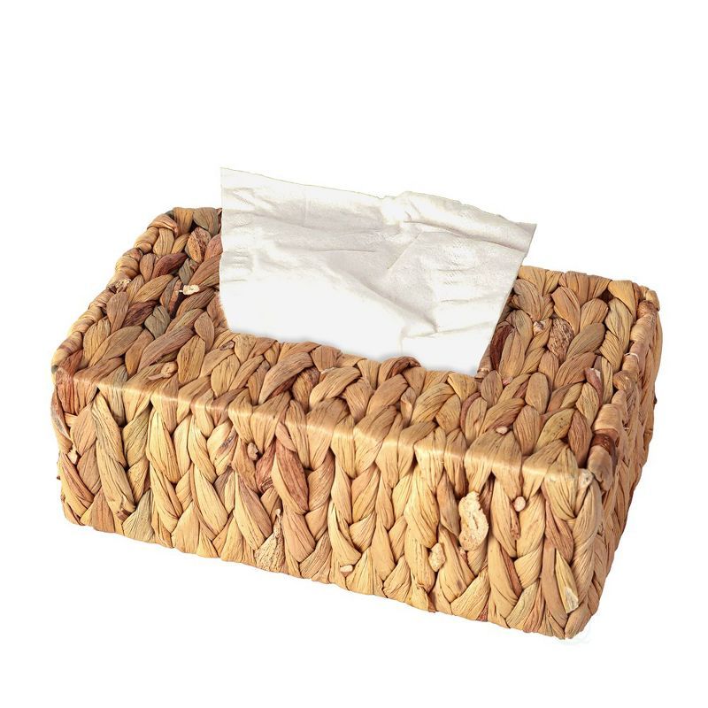 Natural Water Hyacinth Wicker Rectangular Tissue Box Cover