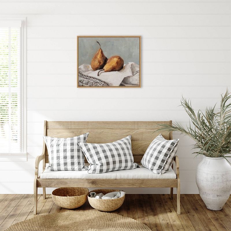 Pair of Pears II Brown Framed Canvas Wall Art Print