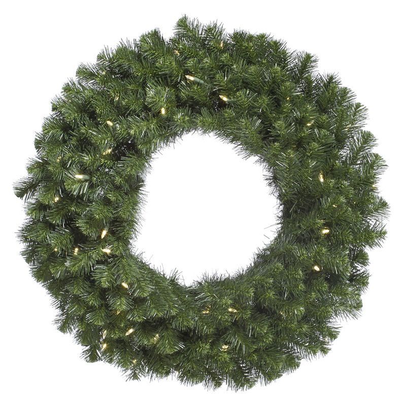 72-Inch Green Douglas Fir Artificial Christmas Wreath with Warm White LED Lights