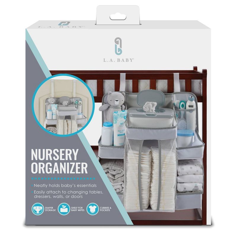 White Multi-Pocket Nursery Organizer with Shelves