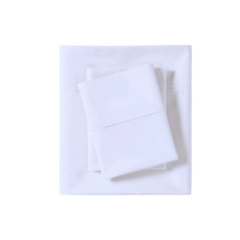 Luxurious Full/Double White Cotton Percale Sheet Set