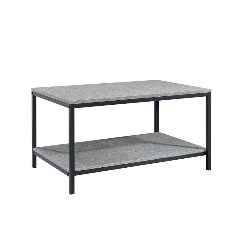 North Avenue 24'' Faux Concrete & Black Metal Rectangular Coffee Table