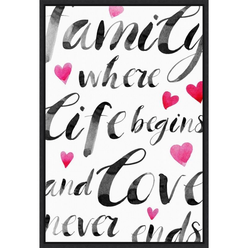 Family Love II Black Floater Frame Canvas Wall Art