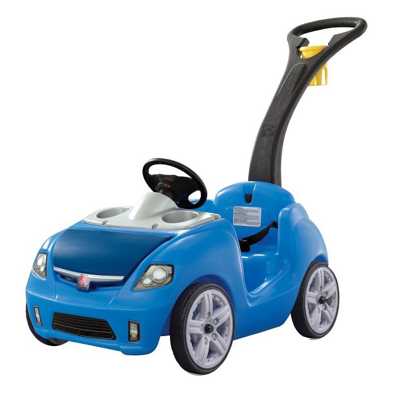 Blue Plastic Ride-On Push Car with Safety Strap