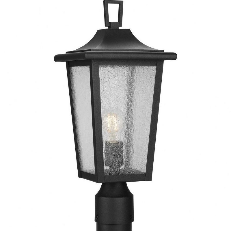 Padgett Textured Black Outdoor Post Light with Clear Seeded Glass