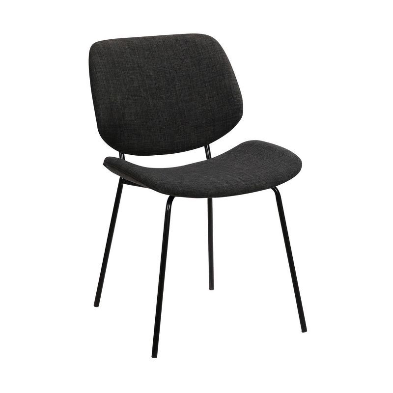 Contemporary Charcoal Faux Leather Side Chair with Black Metal Legs