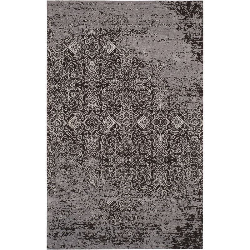 Silver and Brown Flat Woven Viscose Area Rug