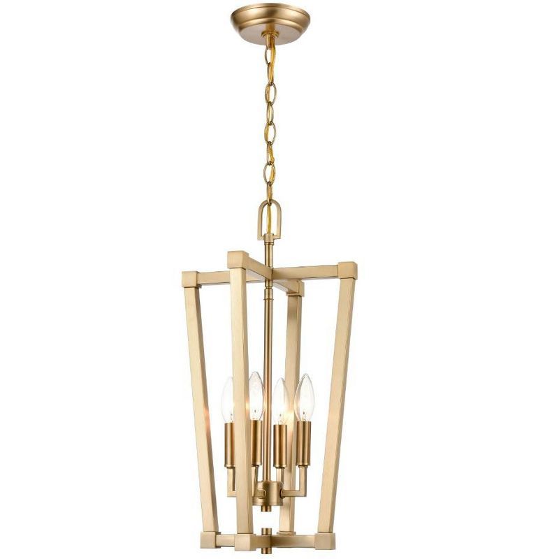 Modern Gold Brushed Nickel 4-Light Pendant, 21.25" Tall