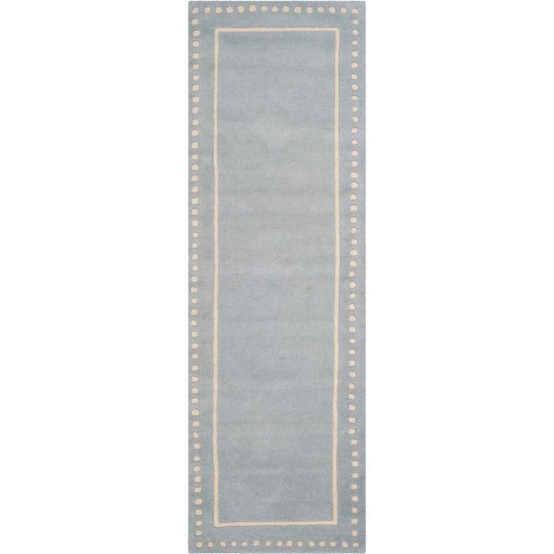 Hand-Tufted Light Blue and Ivory Wool Runner Rug