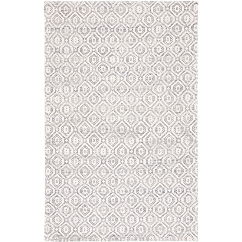 Grey and Ivory Handwoven Wool and Synthetic Area Rug, 8' x 10'