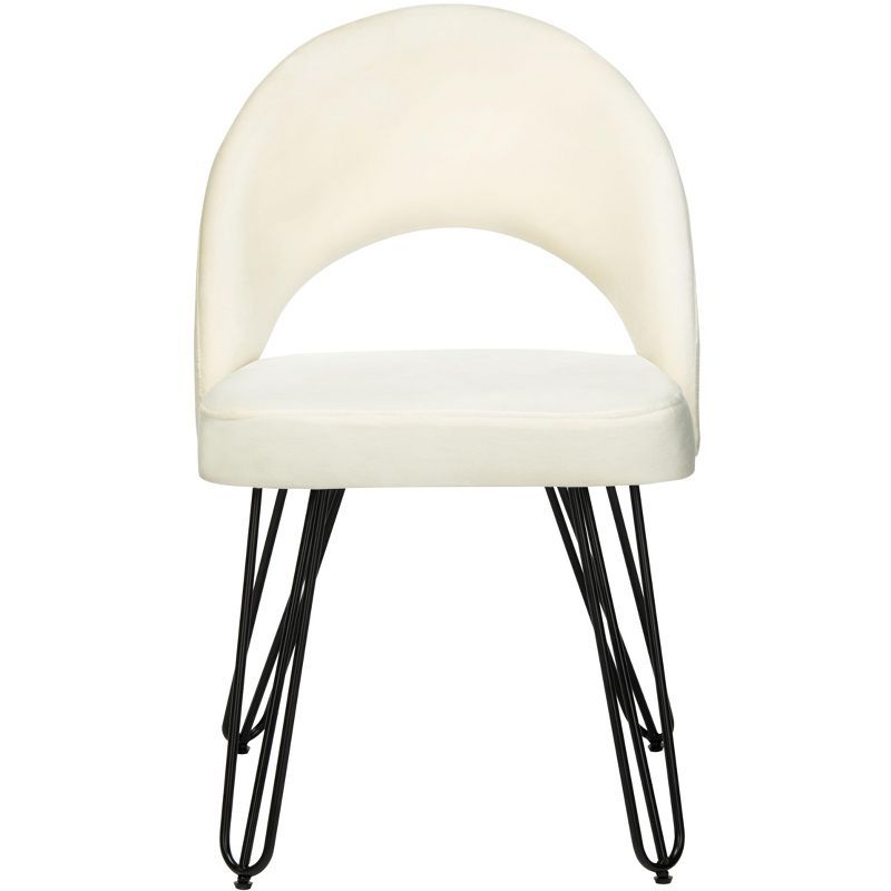 Creme Velvet & Matte Black Transitional Side Chair