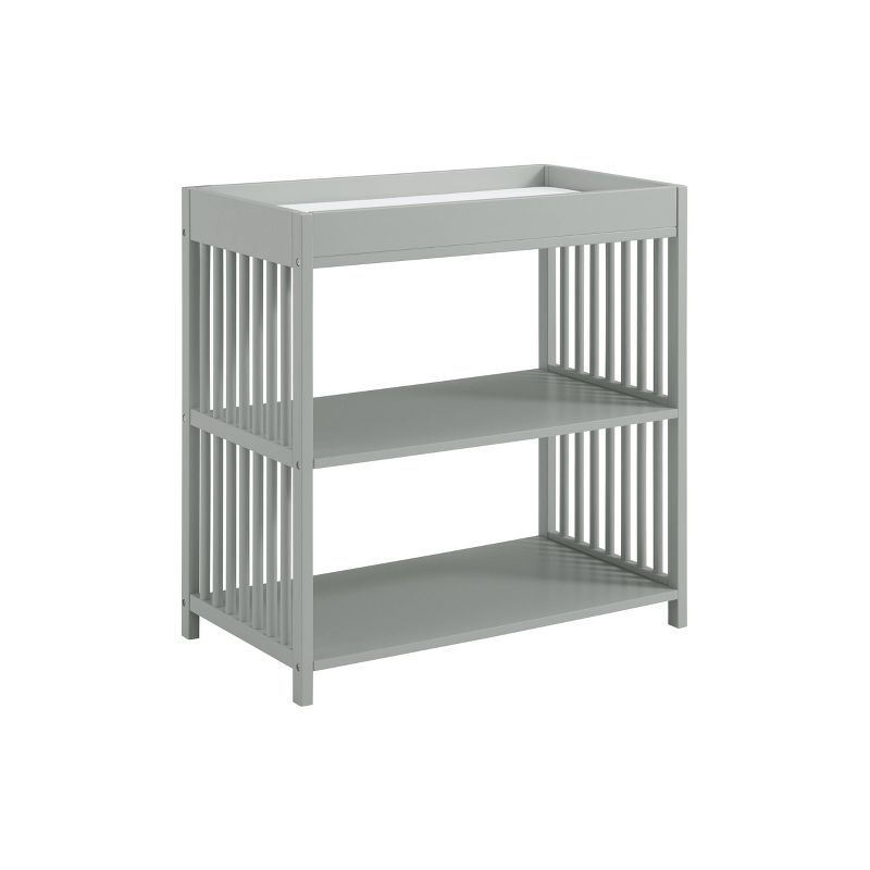 Gray Painted Wood Changing Table with Shelves