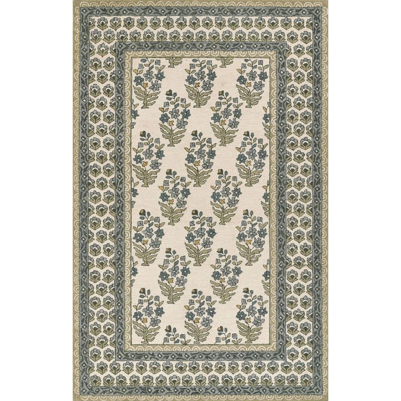 Cotswold Green and Beige Handmade Wool Area Rug