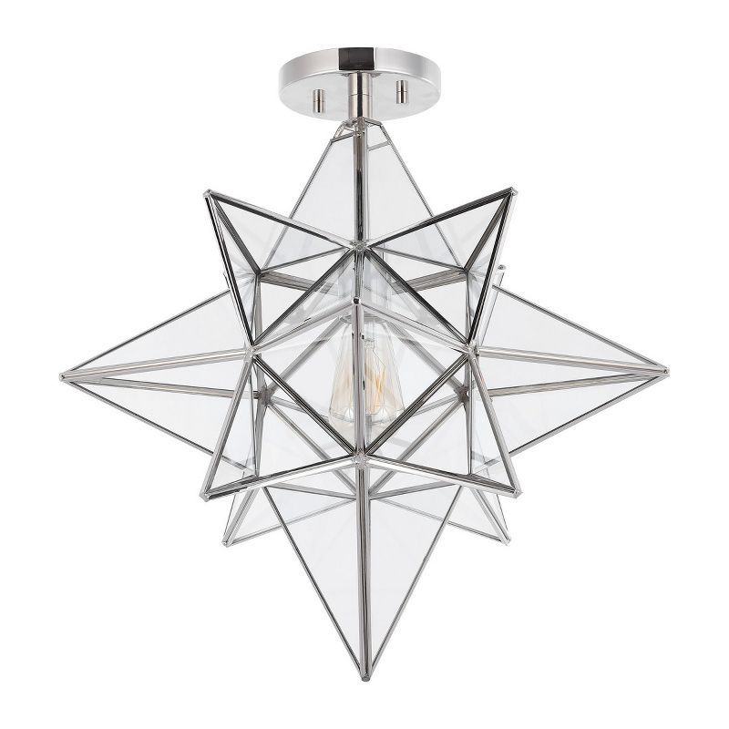 Abrielle 19" Brushed Nickel and Glass Star Flush Mount