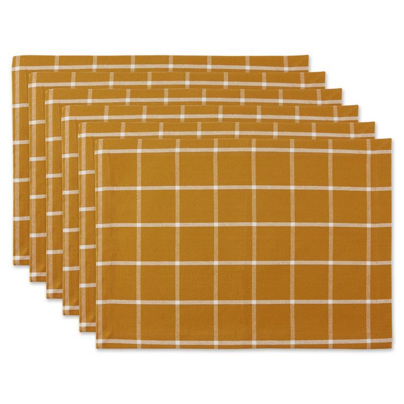 Honey Gold Check Cotton Placemat Set of 6, 13x19"