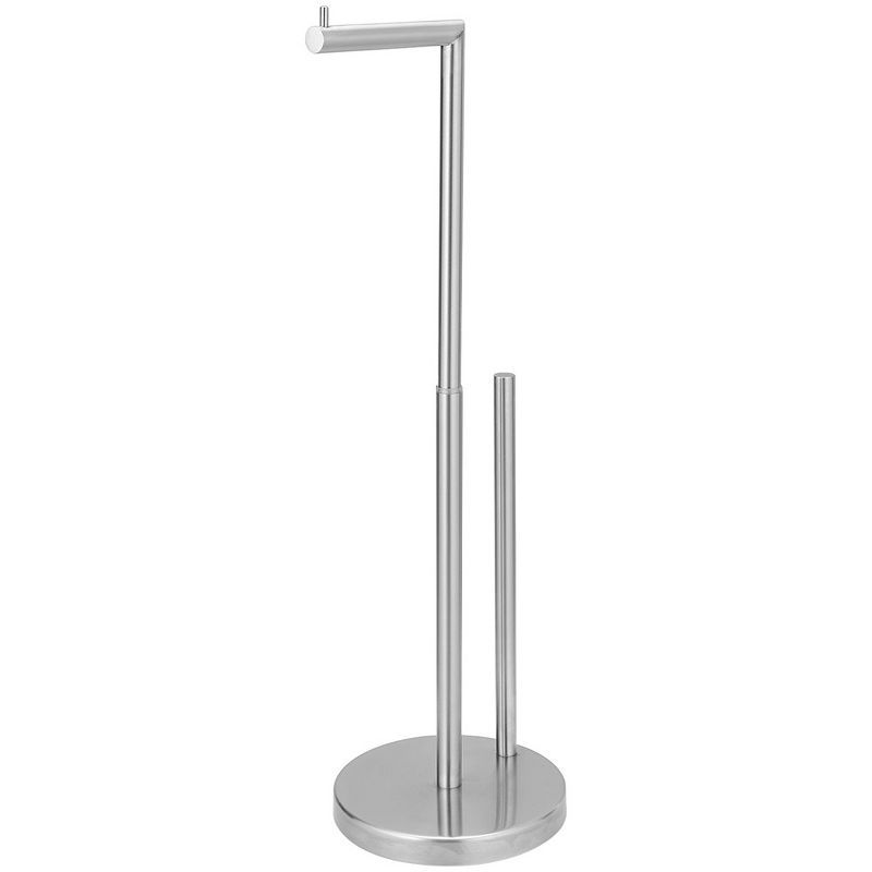 Brushed Nickel Freestanding Toilet Paper Holder with Reserve