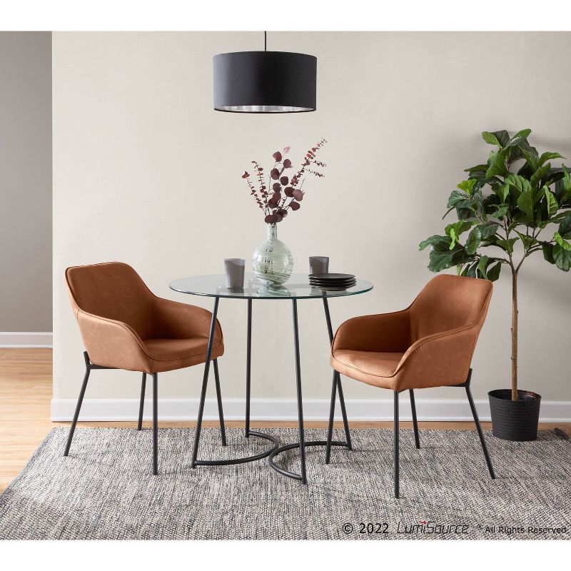 Daniella 24'' Black Camel Faux Leather Metal Dining Chair