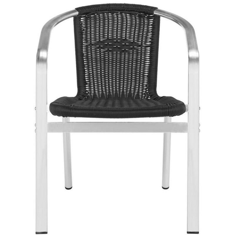 Wrangell Black Wicker and Aluminum Stacking Armchair Set