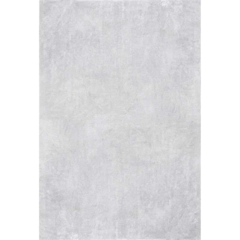 Light Grey Solid Shag 5'x8' Washable Synthetic Area Rug