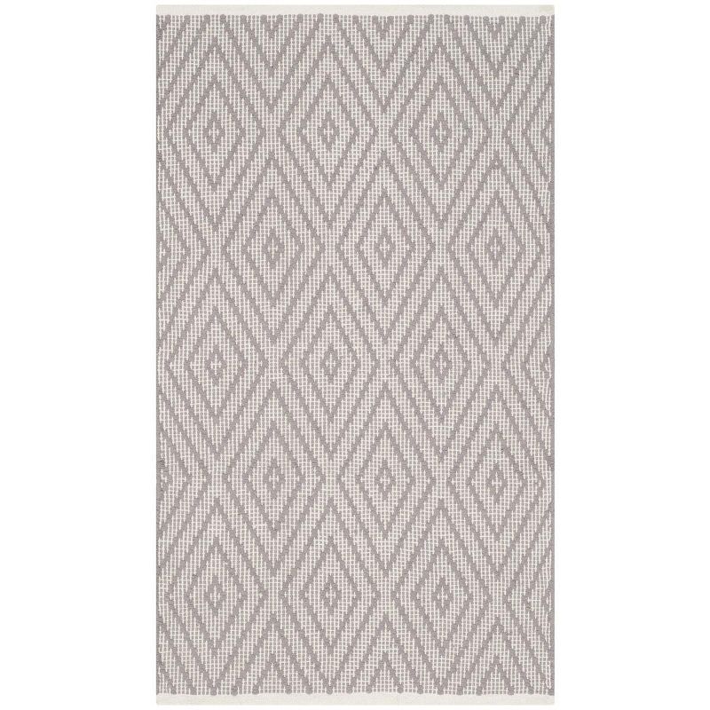 Coastal Charm Grey Ivory Cotton Geometric Area Rug 2'3" x 3'9"