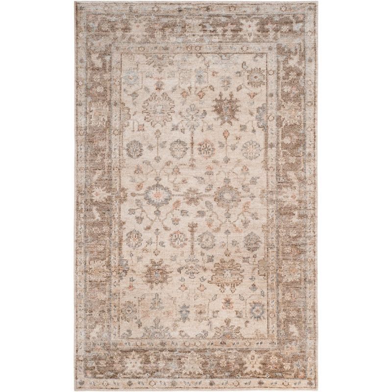 Hand-Knotted Brown and Ivory Wool Rectangular Area Rug