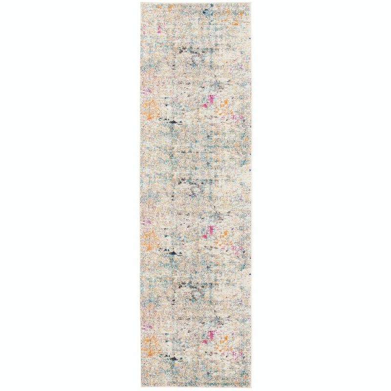 Grey and Gold Abstract Flat Woven Synthetic Runner Rug