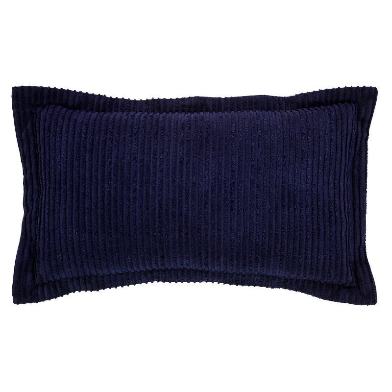 Navy Chenille Tufted Cotton King Sham with Bold Stripes