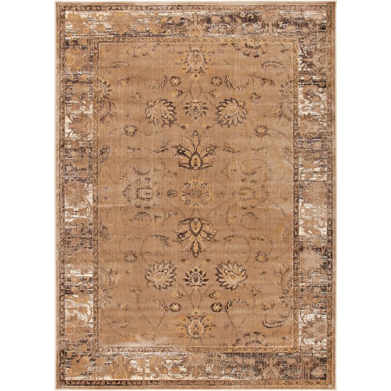 Taupe Rectangular Wool and Viscose Area Rug