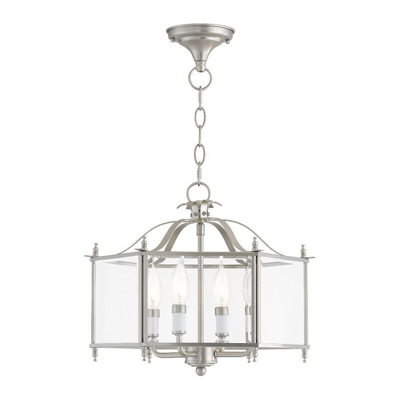 Livingston Classic Brushed Nickel 4-Light Pendant with Clear Beveled Glass