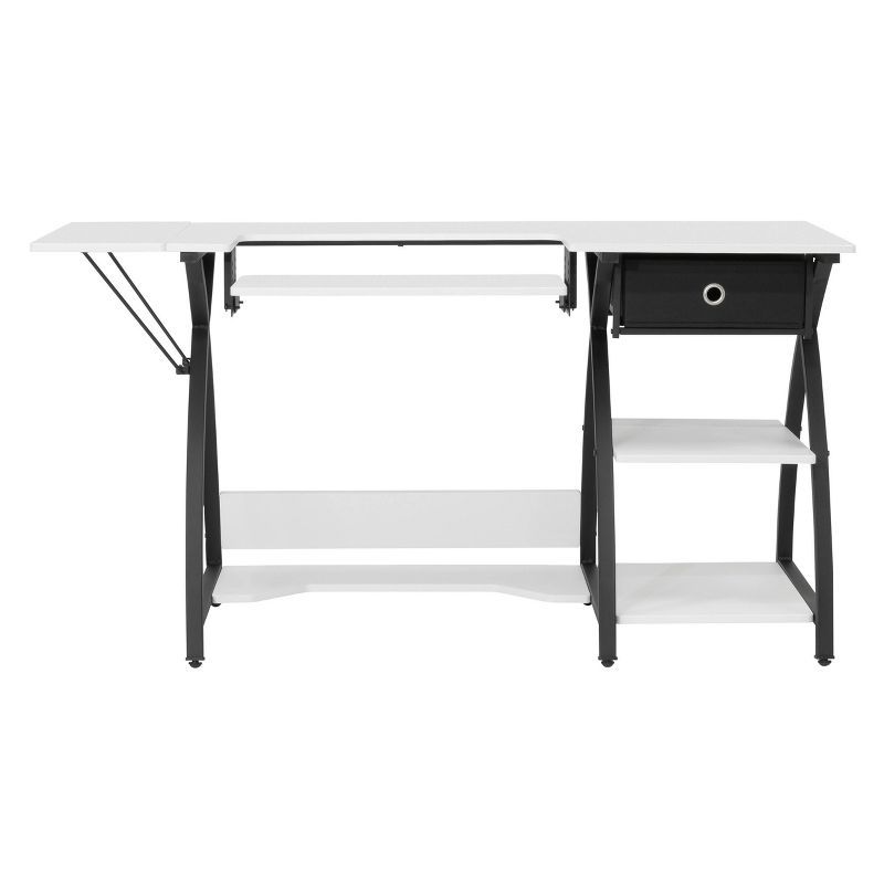 Comet Plus Adjustable Black and White Hobby Desk with Storage