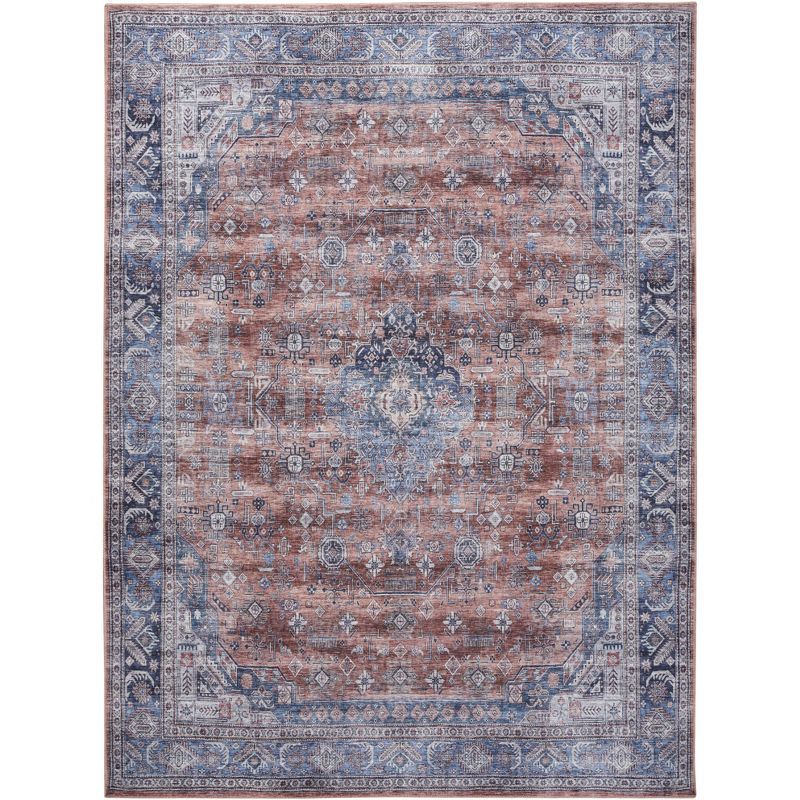 Vintage Brilliance 8' x 10' Blue/Multi Washable Persian Area Rug